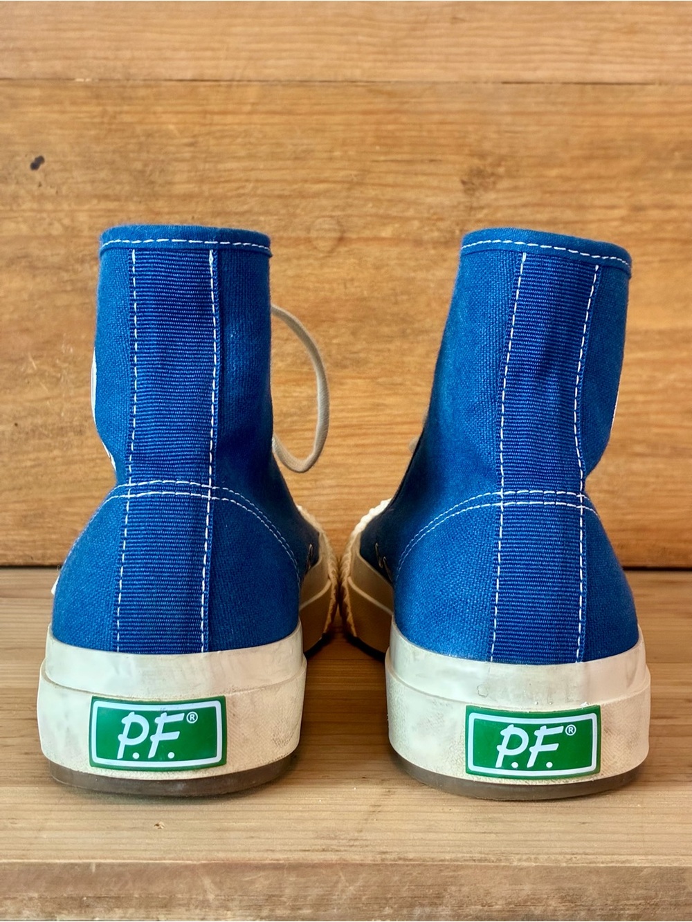 Retired P.F. Flyers Grounder High-Top Blue Cream Men 7.5 Good Condition - Picture 3 of 5